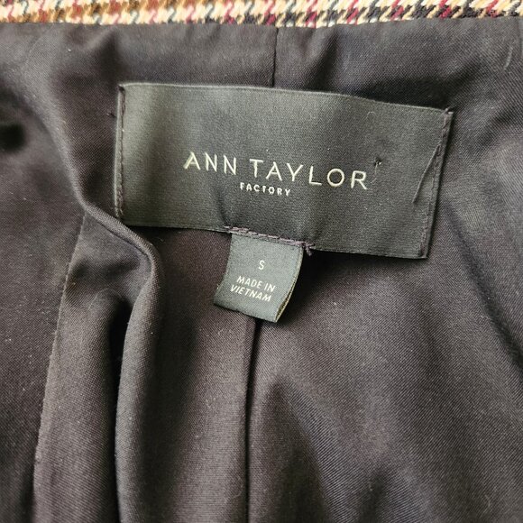 Ann Taylor Houndstooth Modern Blazer Open Front Jacket Pockets Size Small - Picture 8 of 9